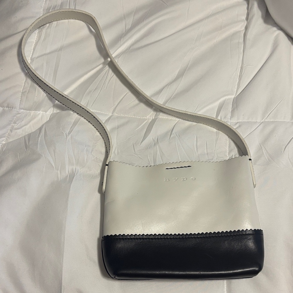 Hype White and Black Leather Mini Bag